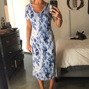 blue tie dye t shirt dress